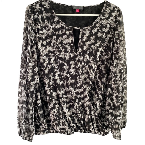 VINCE CAMUTO  Sheer Crossover  LongSleeve Beautiful Blouse/ Tops - Picture 2 of 5